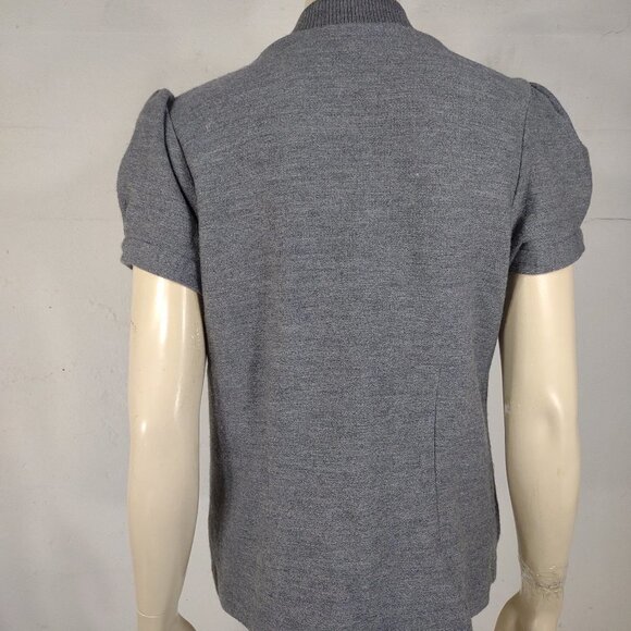 BCBGMaxazria gray 100% Wool short sleeve button front cardigan jacket Large - Picture 5 of 8